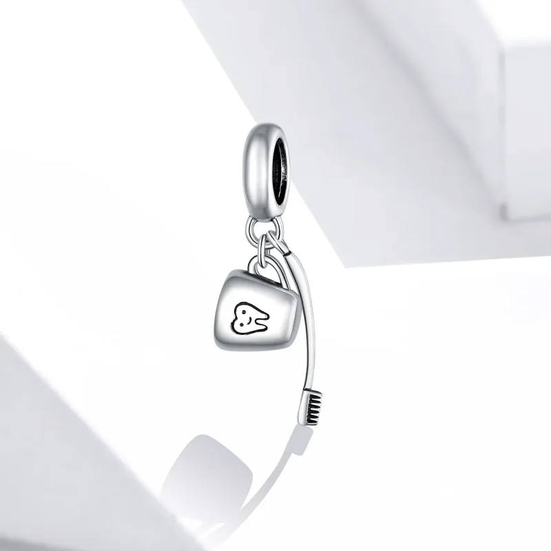 (image for) Pandora Style Silver Toothbrush And Cup Dangle - SCC1597 - View 2