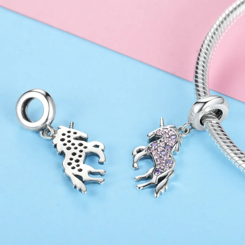 (image for) Pandora Style Silver Unicorn Dangle - SCC996 - View 3