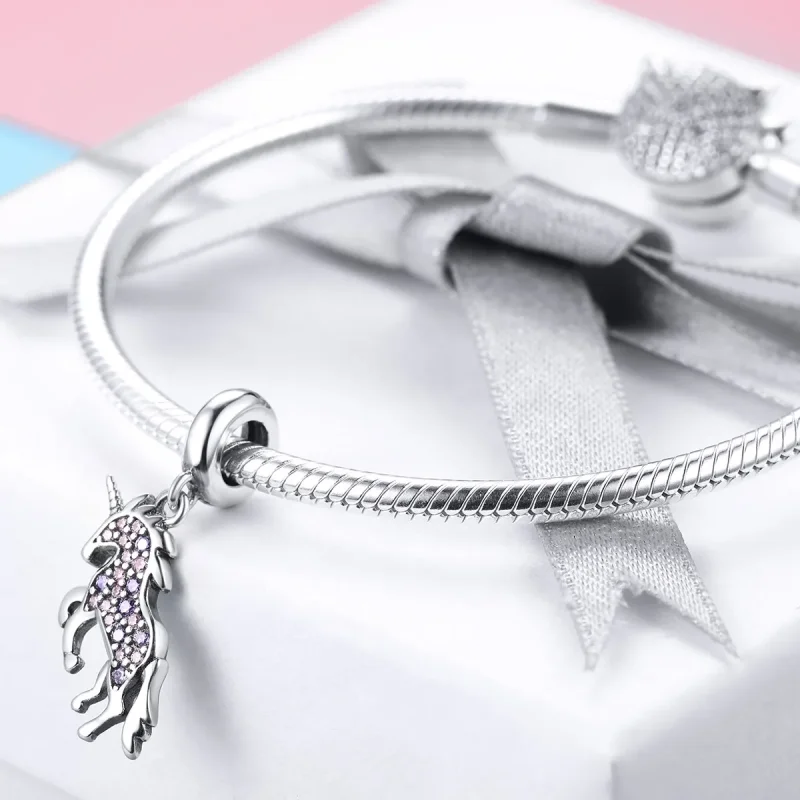 (image for) Pandora Style Silver Unicorn Dangle - SCC996 - View 4