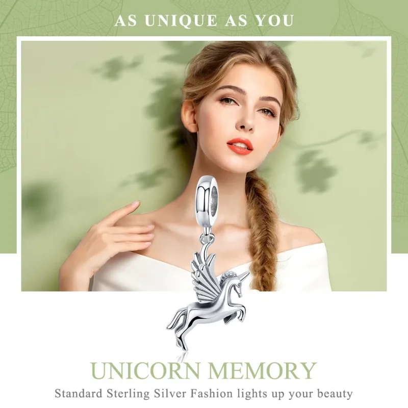 (image for) Pandora Style Silver Unicorn Memory Dangle - SCC704 - View 6