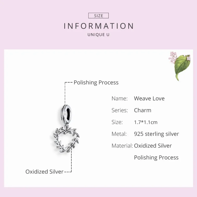(image for) Pandora Style Silver Weave Love Dangle - SCC1520 - View 7