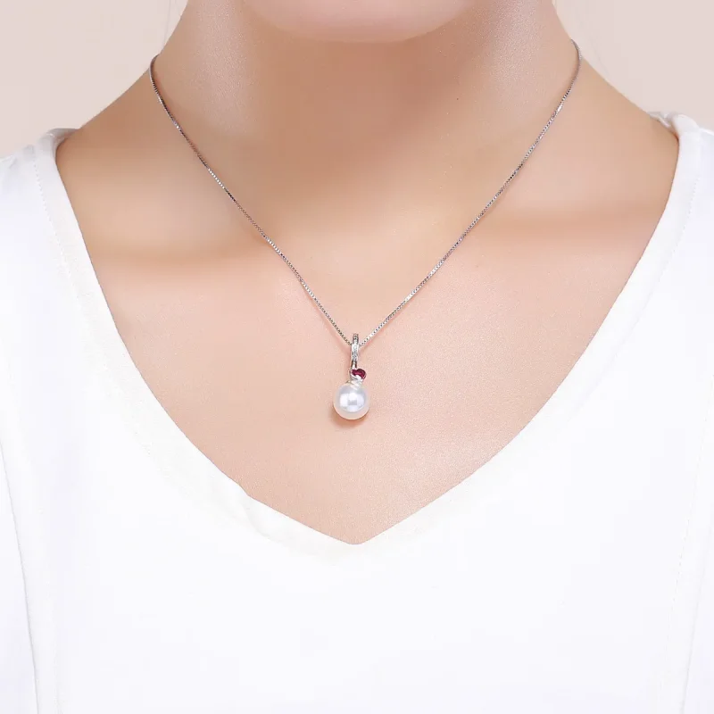 (image for) Pandora Style Silver White Beads And Hearts Dangle - SCC782 - View 5