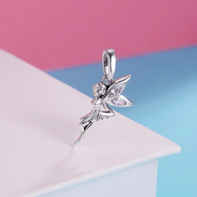 (image for) Pandora Style Silver White Flower Fairy Dangle - SCC359 - View 4