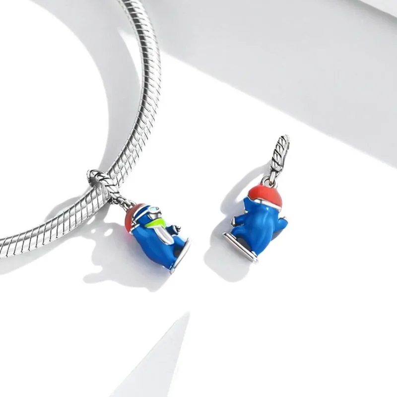 (image for) Pandora Style Ski Penguin Dangle - SCC2003 - View 4