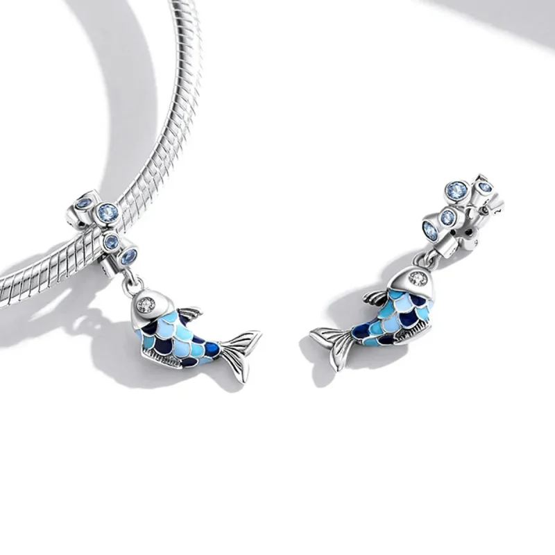(image for) Pandora Style Small Fish Spit Bubbles Dangle - SCC2049 - View 4