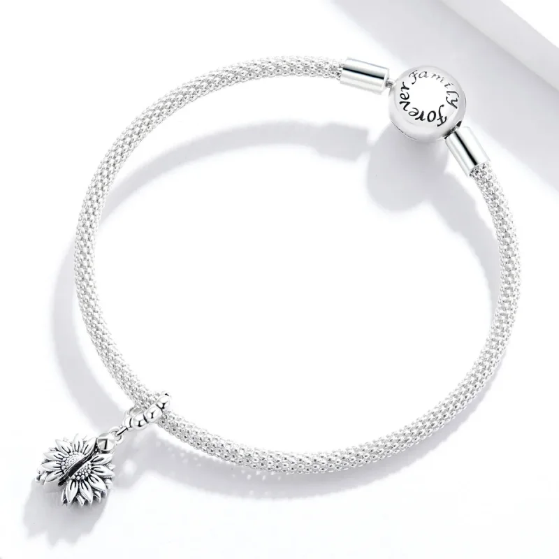 (image for) Pandora Style Smiling Sunflower Dangle - SCC1661 - View 3