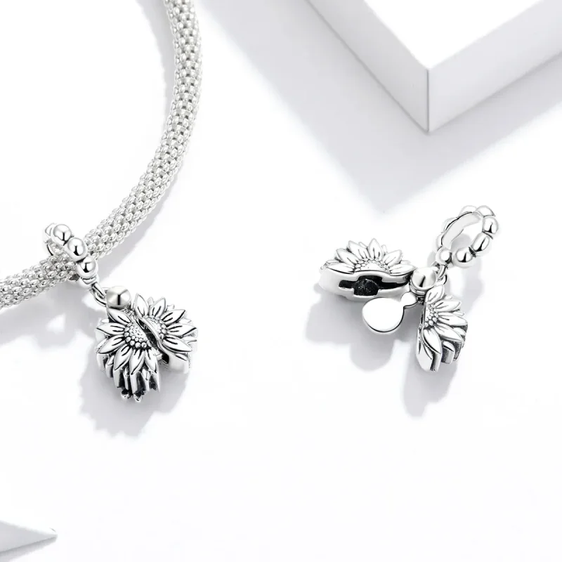 (image for) Pandora Style Smiling Sunflower Dangle - SCC1661 - View 4