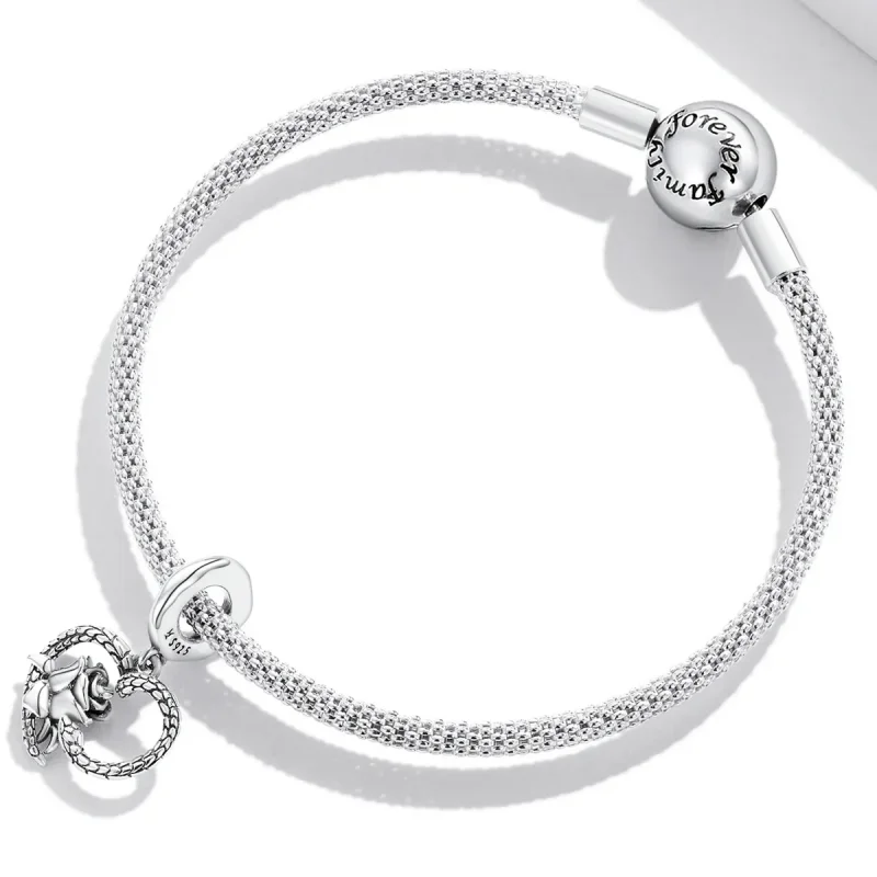 (image for) Pandora Style Snake and Rose Heart Dangle - SCC2134 - View 3