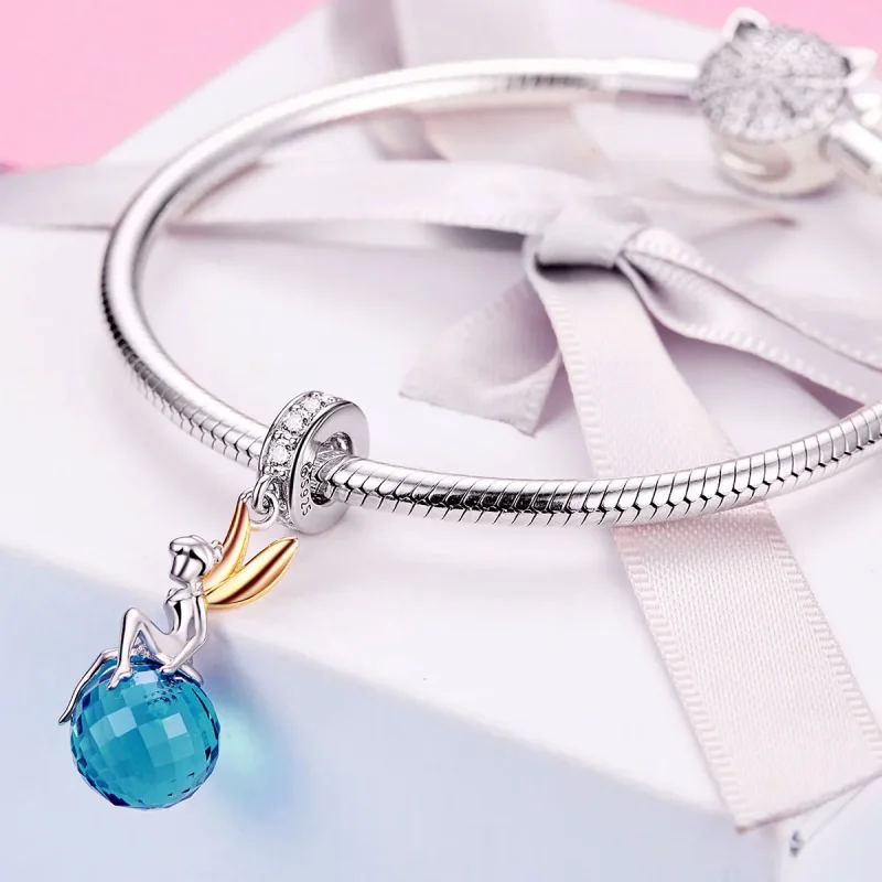(image for) Pandora Style Two Tone Bicolor Elf Planet Dangle - BSC056 - View 4