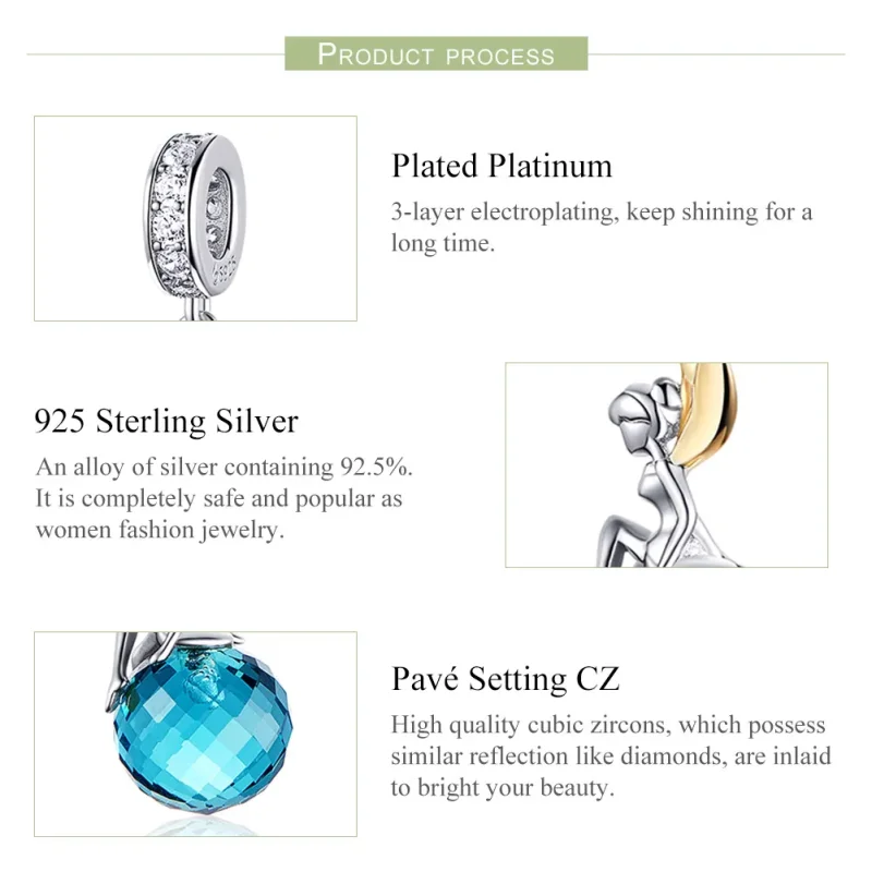 (image for) Pandora Style Two Tone Bicolor Elf Planet Dangle - BSC056 - View 7