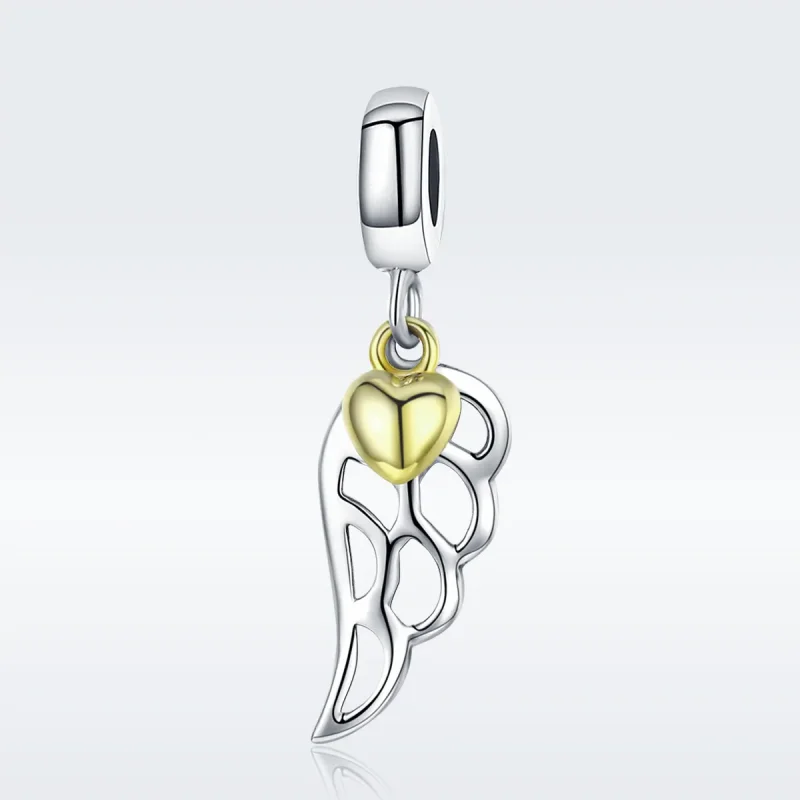 (image for) Pandora Style Two Tone Bicolor Elf Wings Dangle - SCC838 - View 3