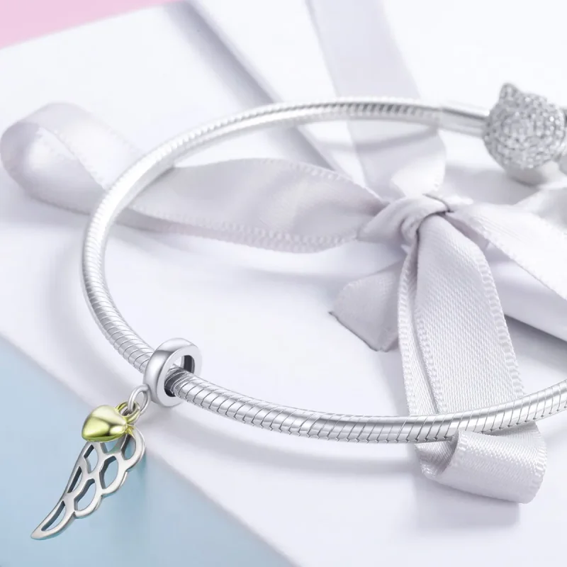 (image for) Pandora Style Two Tone Bicolor Elf Wings Dangle - SCC838 - View 4