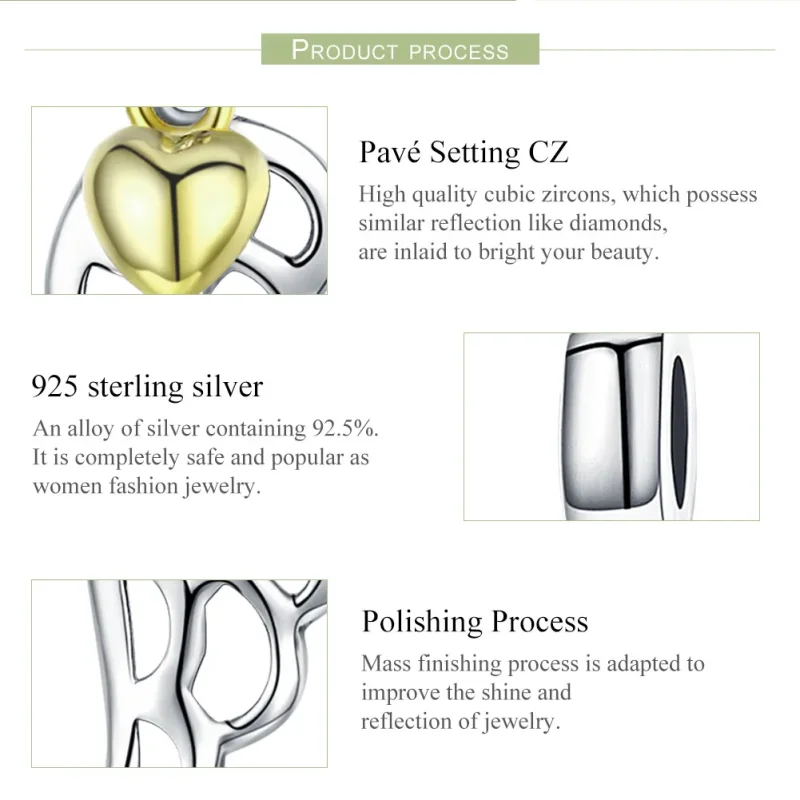 (image for) Pandora Style Two Tone Bicolor Elf Wings Dangle - SCC838 - View 7