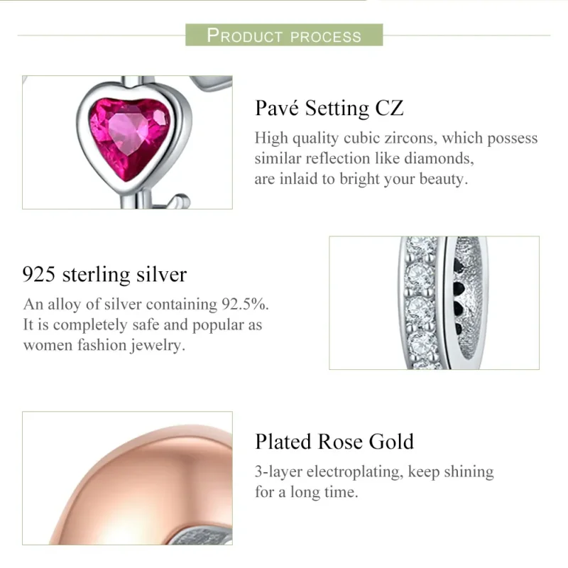 (image for) Pandora Style Two Tone Bicolor Key In Open Heart Dangle - SCC844 - View 7
