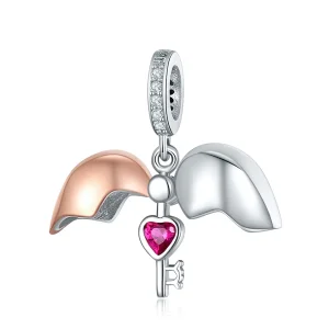 (image for) Pandora Style Two Tone Bicolor Key In Open Heart Dangle - SCC844