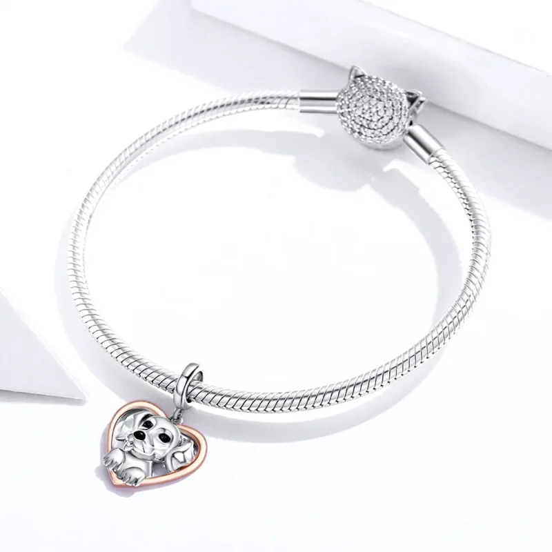 (image for) Pandora Style Two Tone Bicolor Labrador Puppy Dangle - SCC1611 - View 3