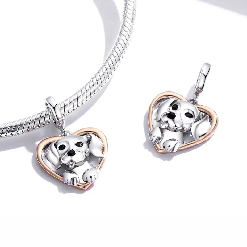 (image for) Pandora Style Two Tone Bicolor Labrador Puppy Dangle - SCC1611 - View 4