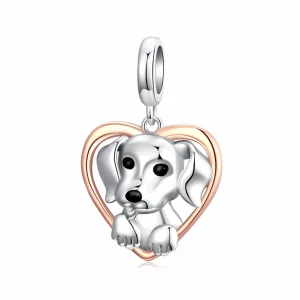 (image for) Pandora Style Two Tone Bicolor Labrador Puppy Dangle - SCC1611