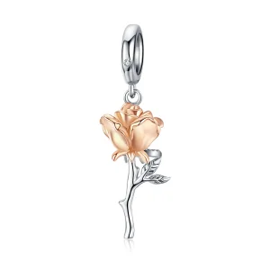 (image for) Pandora Style Two Tone Bicolor Lover Rose Two Color Flowers Dangle - BSC145