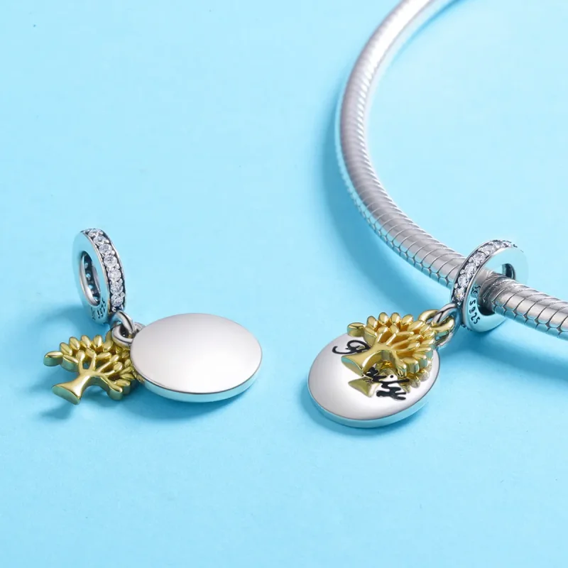 (image for) Pandora Style Two Tone Bicolor Vintage Life Tree Dangle - SCC816 - View 3