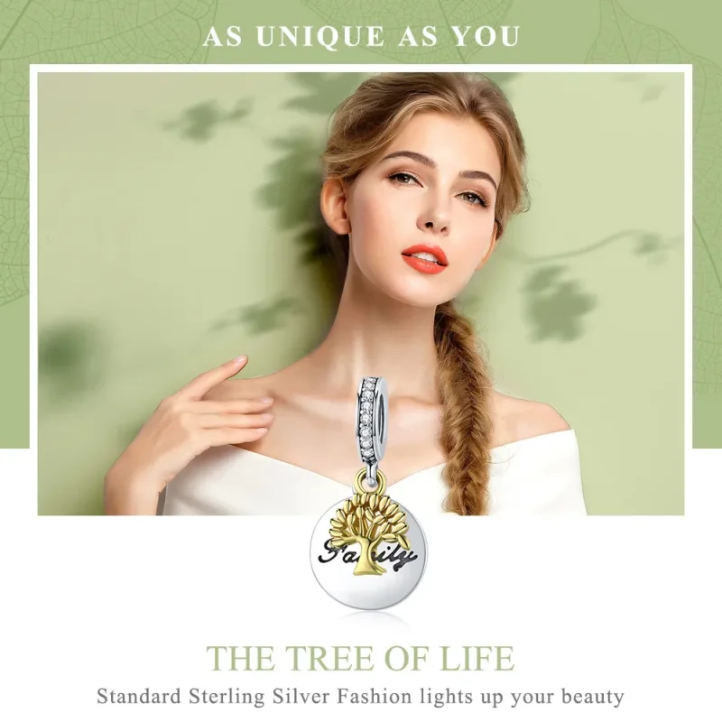 (image for) Pandora Style Two Tone Bicolor Vintage Life Tree Dangle - SCC816 - View 6