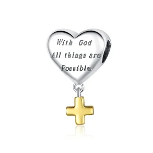 (image for) Pandora Style Two Tone Bicolor With God All Things Are Possible Dangle - BSC309