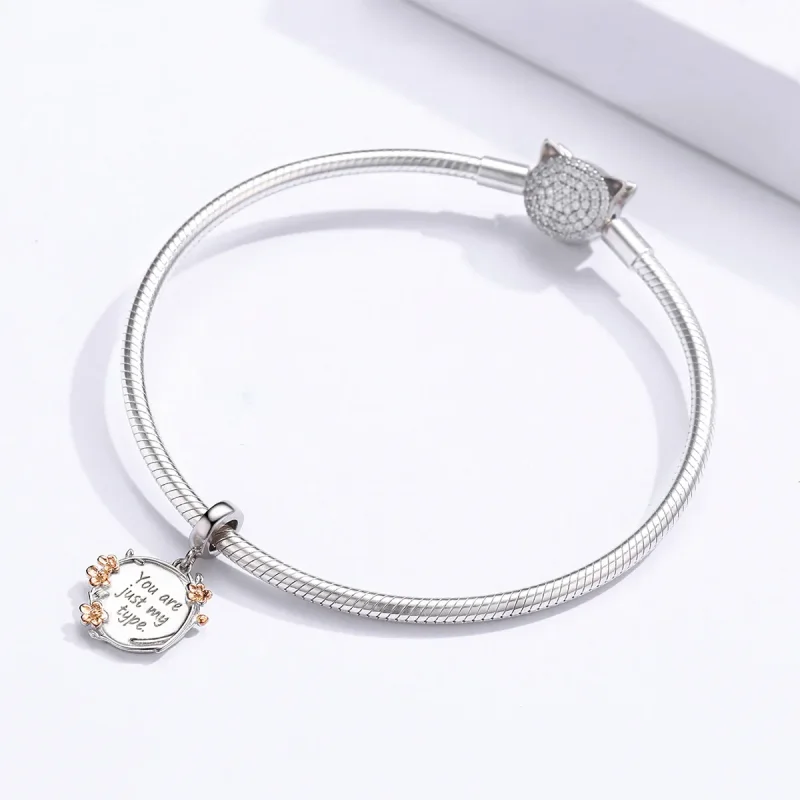 (image for) Pandora Style Two Tone Bicolor You Are Just My Type Dangle - BSC147 - View 3