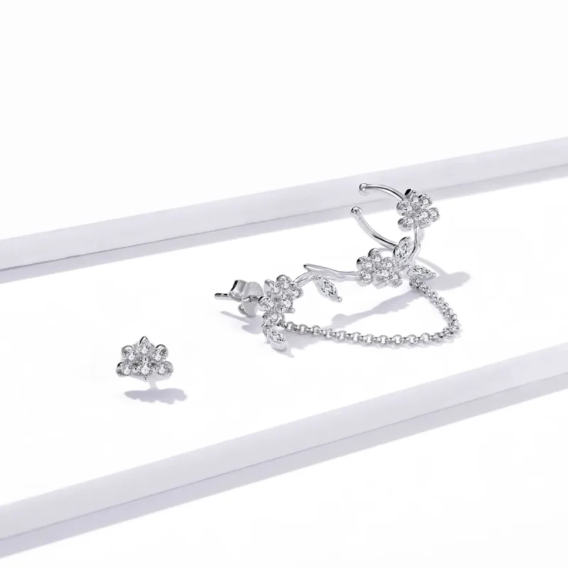 (image for) Pandora Style Blossoms On Moshang Ear clip - BSE476 - View 2