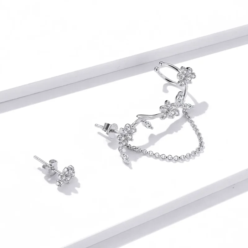 (image for) Pandora Style Blossoms On Moshang Ear clip - BSE476 - View 4
