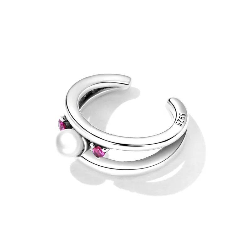(image for) Pandora Style Exquisite Shell Pearl Double Layer Ear clip - SCE1431 - View 3