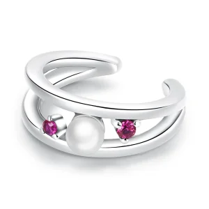 (image for) Pandora Style Exquisite Shell Pearl Double Layer Ear clip - SCE1431