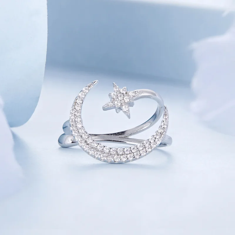 (image for) Pandora Style Moon and Stars Ear clip - BSE701 - View 3