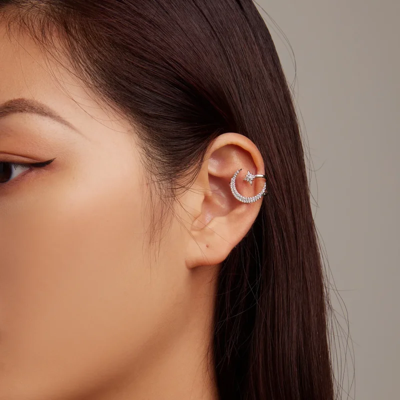 (image for) Pandora Style Moon and Stars Ear clip - BSE701 - View 6