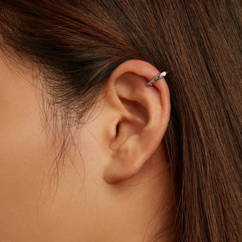 (image for) Pandora Style Rainbow Heart Ear clip - BSE573 - View 8