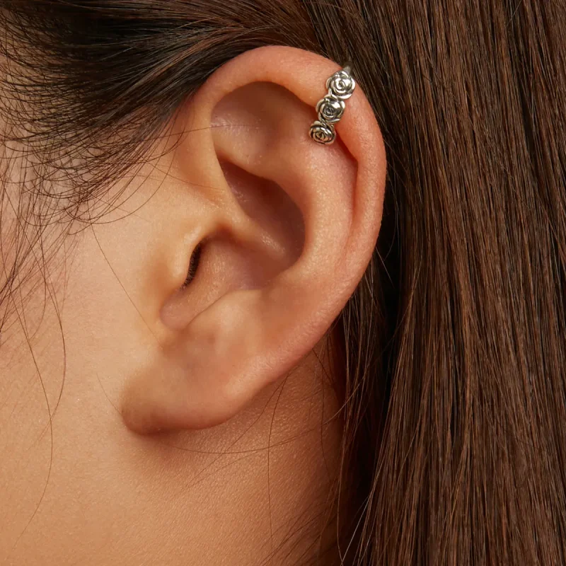 (image for) Pandora Style Retro Rose Ear clip - BSE582 - View 8
