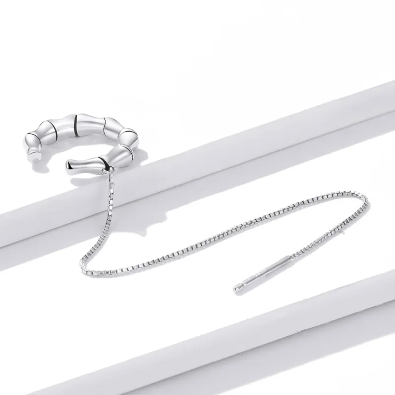 (image for) Pandora Style Silver Bamboo Ear clip - BSE511 - View 2