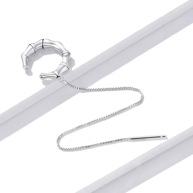 (image for) Pandora Style Silver Bamboo Ear clip - BSE511 - View 3