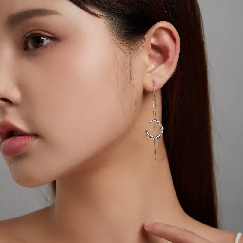 (image for) Pandora Style Silver Bamboo Ear clip - BSE511 - View 6