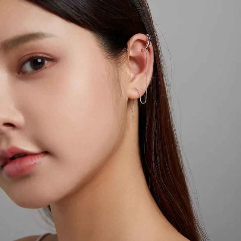 (image for) Pandora Style Silver Bamboo Ear clip - BSE511 - View 8
