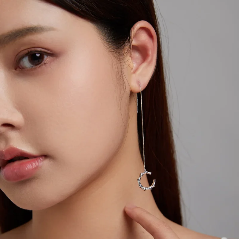 (image for) Pandora Style Silver Bamboo Ear clip - BSE511 - View 9