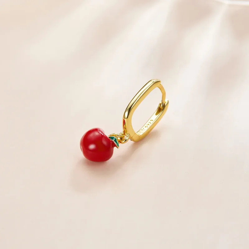 (image for) Pandora Style 18ct Gold Plated Apple Dangle Earrings - SCE1079 - View 2