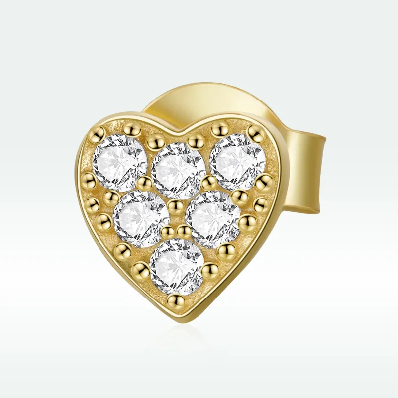 (image for) Pandora Style 18ct Gold Plated Asymmetric Heart Stud Earrings - SCE1056 - View 5