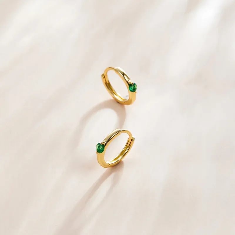 (image for) Pandora Style 18ct Gold Plated Ball Hoop Earrings - SCE1050-GN - View 2