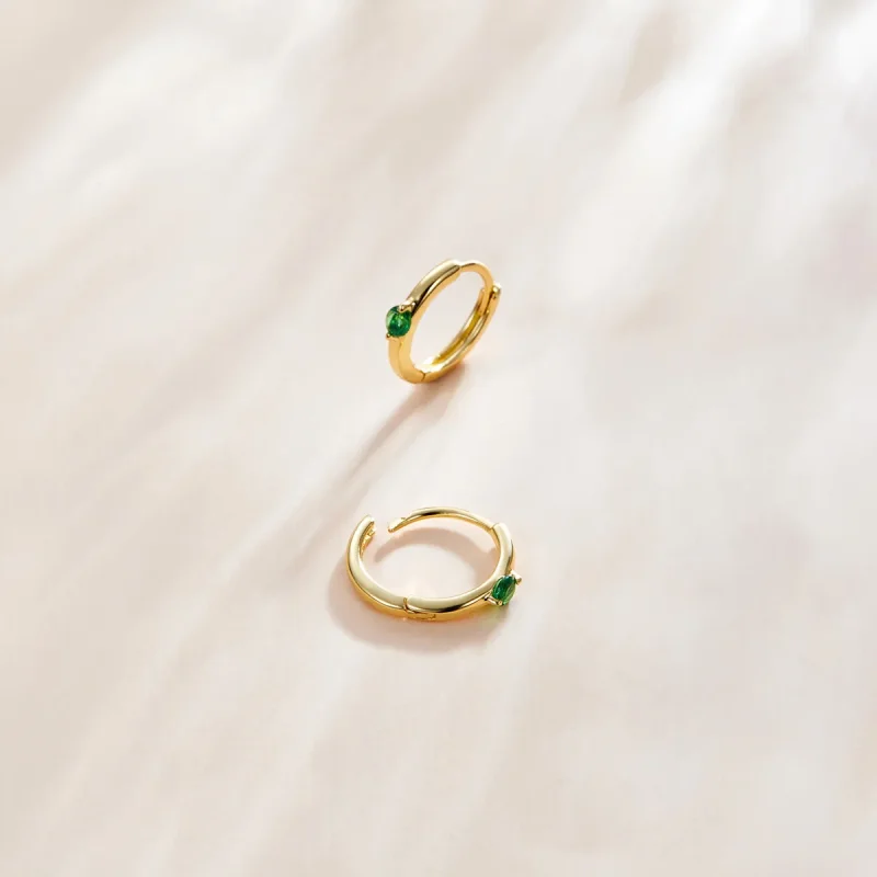 (image for) Pandora Style 18ct Gold Plated Ball Hoop Earrings - SCE1050-GN - View 3