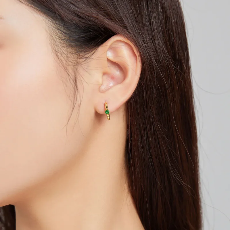 (image for) Pandora Style 18ct Gold Plated Ball Hoop Earrings - SCE1050-GN - View 5