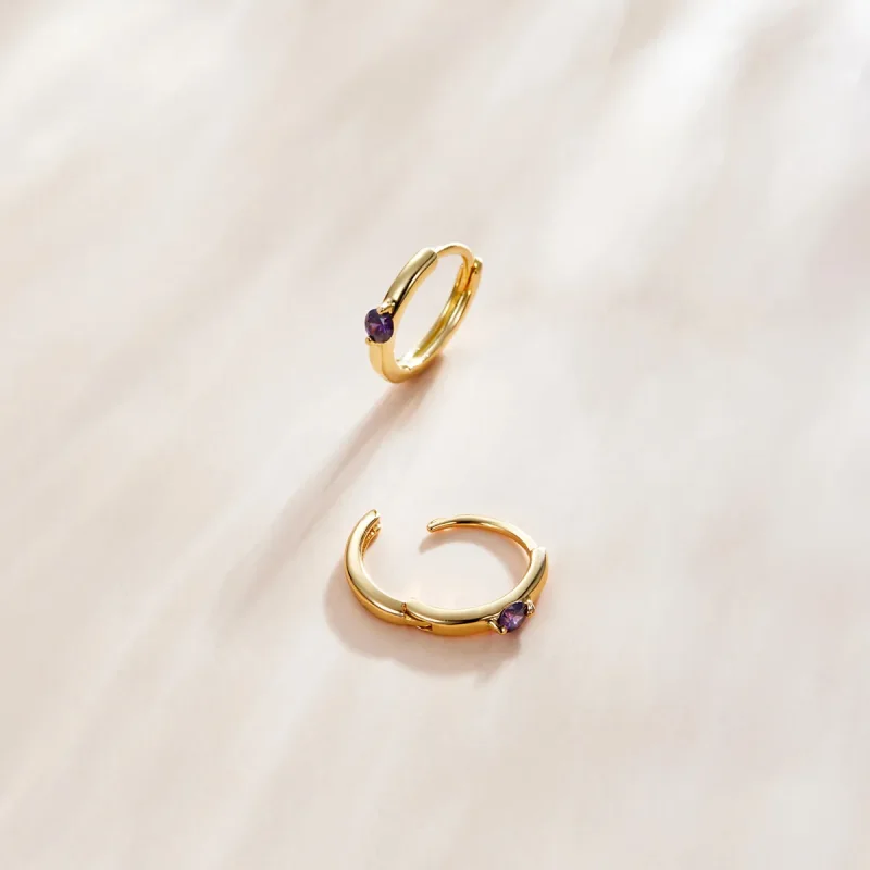 (image for) Pandora Style 18ct Gold Plated Ball Hoop Earrings - SCE1050-VT - View 2