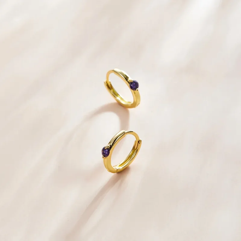 (image for) Pandora Style 18ct Gold Plated Ball Hoop Earrings - SCE1050-VT - View 3