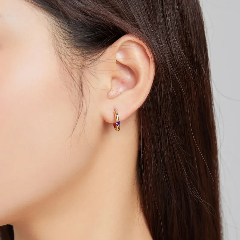(image for) Pandora Style 18ct Gold Plated Ball Hoop Earrings - SCE1050-VT - View 5