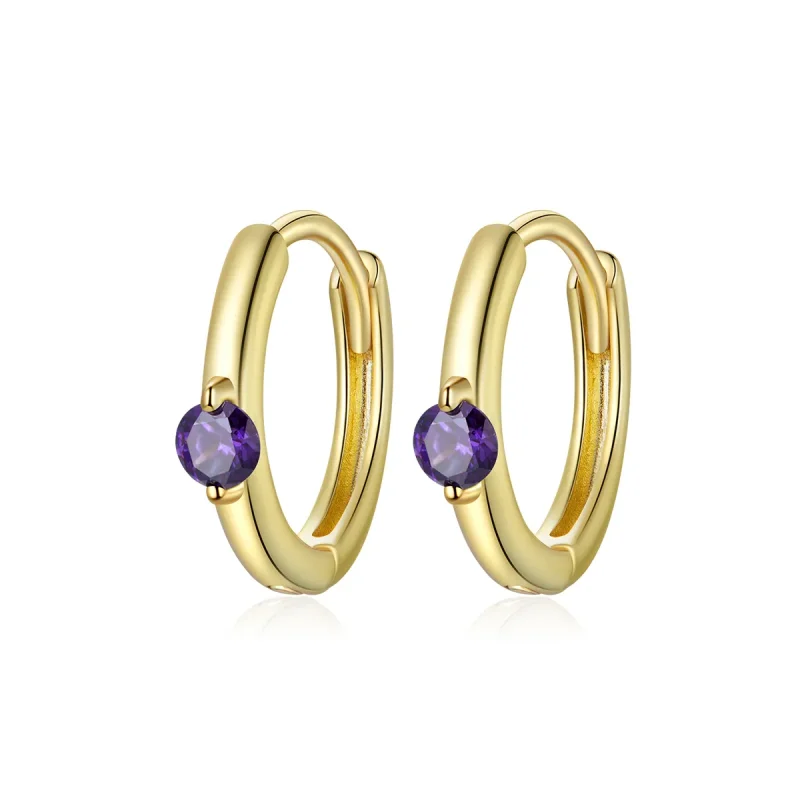 (image for) Pandora Style 18ct Gold Plated Ball Hoop Earrings - SCE1050-VT