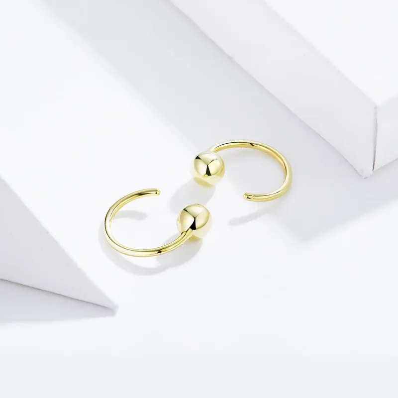 (image for) Pandora Style 18ct Gold Plated Ball Hoop Earrings - SCE782-B - View 3